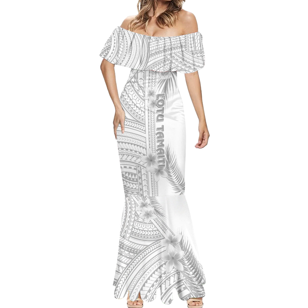 personalised-samoa-white-sunday-mermaid-dress-manuia-le-aso-sa-o-tamaiti-polynesian-plumeria