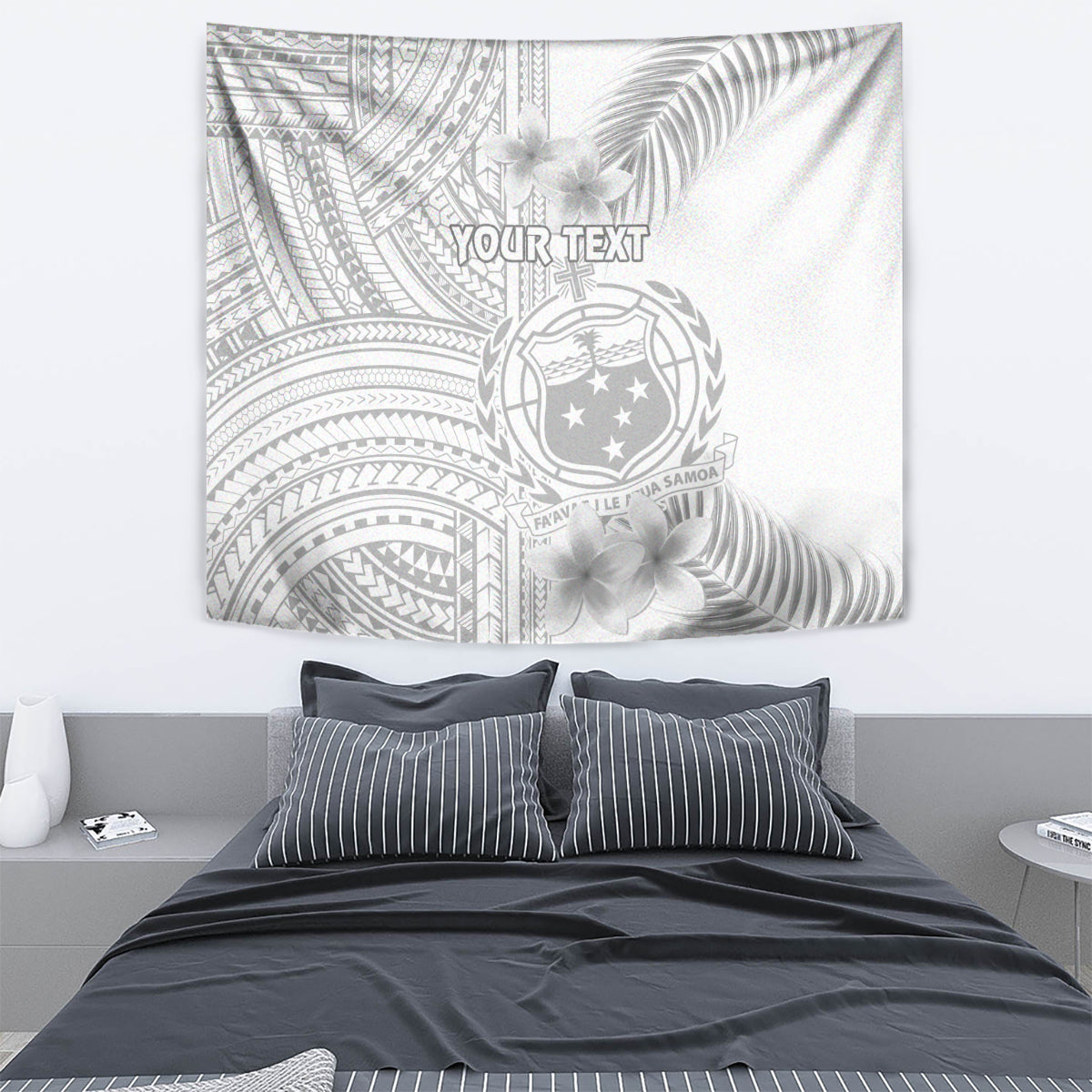 Personalised Samoa White Sunday Tapestry Manuia le Aso Sa o Tamaiti Polynesian Plumeria LT14 - Polynesian Pride