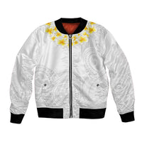 Samoa White Sunday Bomber Jacket Lotu Tamaiti 2023 With Coat Of Arms LT14 Unisex White - Polynesian Pride