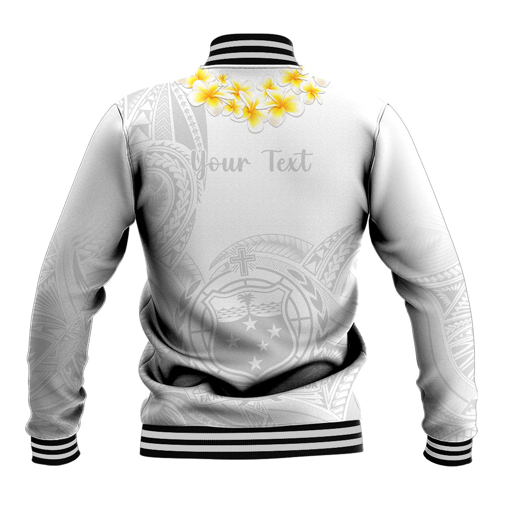 Personalised Samoa White Sunday Baseball Jacket Lotu Tamaiti 2023 With Coat Of Arms LT14 - Polynesian Pride