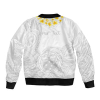 Personalised Samoa White Sunday Bomber Jacket Lotu Tamaiti 2023 With Coat Of Arms LT14 - Polynesian Pride