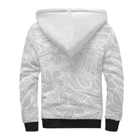 Polynesia White Sunday Sherpa Hoodie Polynesian Pattern With Tropical Flowers LT14 - Polynesian Pride
