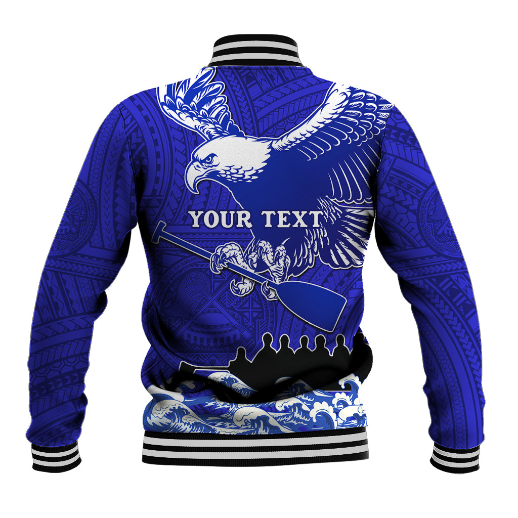 Personalised American Samoa Fautasi Race Baseball Jacket Eagle With Polynesian Pattern LT14 - Polynesian Pride