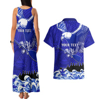 Personalised American Samoa Fautasi Race Couples Matching Tank Maxi Dress and Hawaiian Shirt Eagle With Polynesian Pattern LT14 - Polynesian Pride