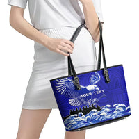 Personalised American Samoa Fautasi Race Leather Tote Bag Eagle With Polynesian Pattern LT14 - Polynesian Pride
