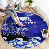 Personalised American Samoa Fautasi Race Round Carpet Eagle With Polynesian Pattern LT14 - Polynesian Pride