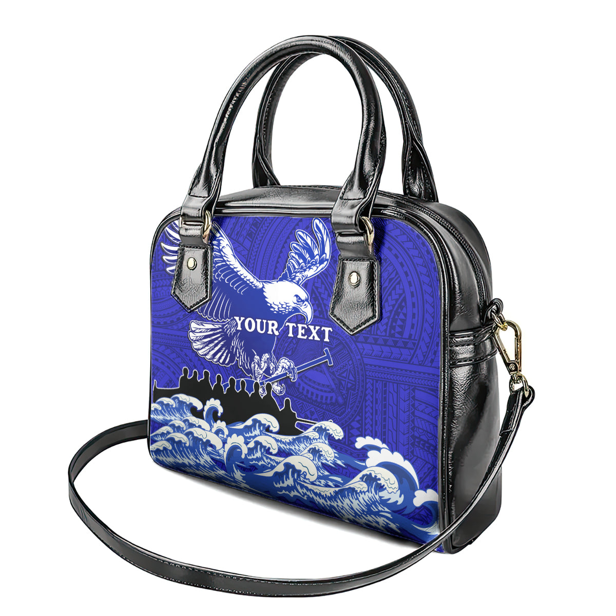 Personalised American Samoa Fautasi Race Shoulder Handbag Eagle With Polynesian Pattern LT14 - Polynesian Pride