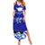 Personalised American Samoa Fautasi Race Summer Maxi Dress Eagle With Polynesian Pattern LT14 Women Blue - Polynesian Pride