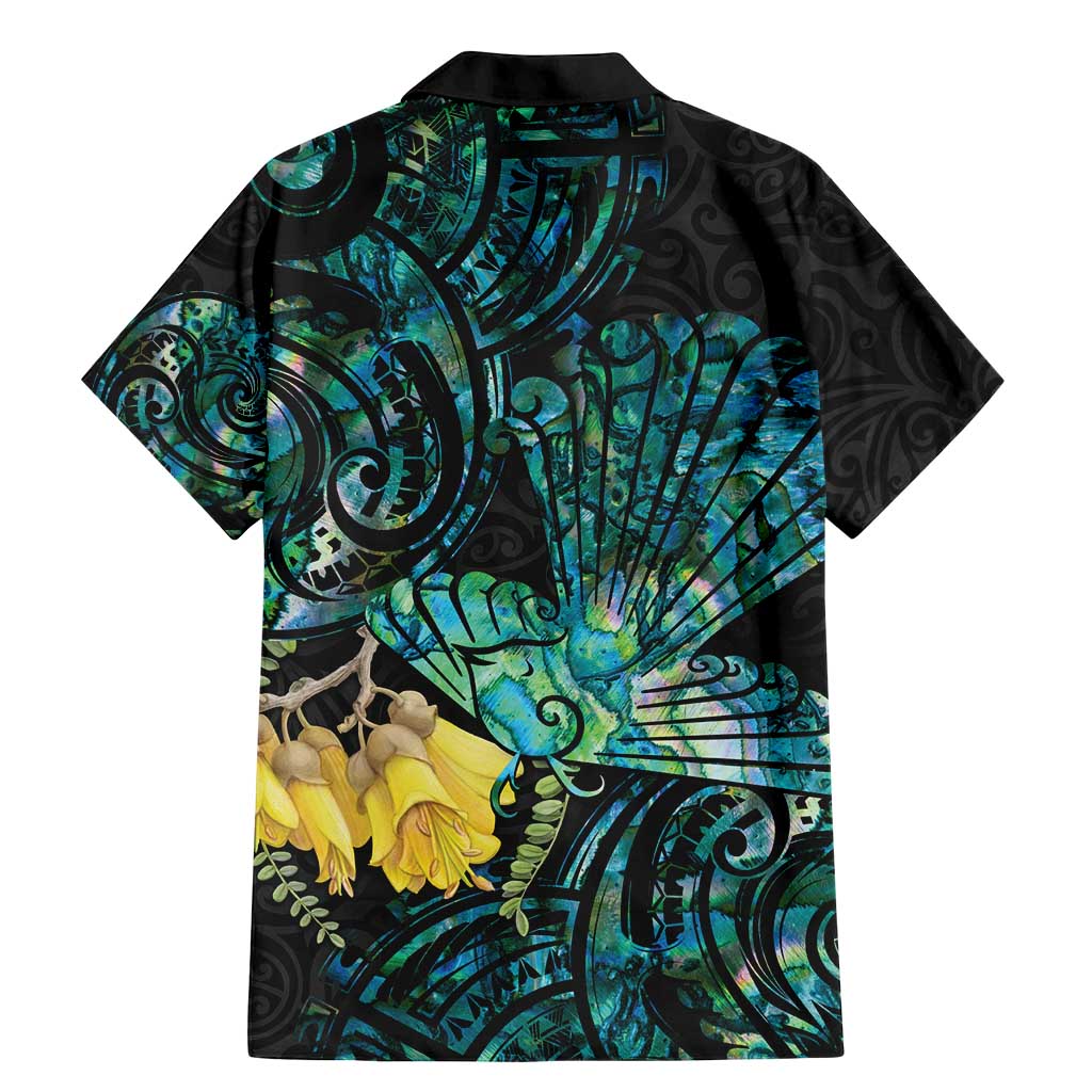 New Zealand Fantail Bird Family Matching Mermaid Dress and Hawaiian Shirt Maori Piwakawaka Kowhai - Paua Shell Pattern LT14 - Polynesian Pride