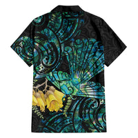 New Zealand Fantail Bird Family Matching Puletasi and Hawaiian Shirt Maori Piwakawaka Kowhai - Paua Shell Pattern LT14 - Polynesian Pride