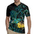 New Zealand Fantail Bird Rugby Jersey Maori Piwakawaka Kowhai - Paua Shell Pattern