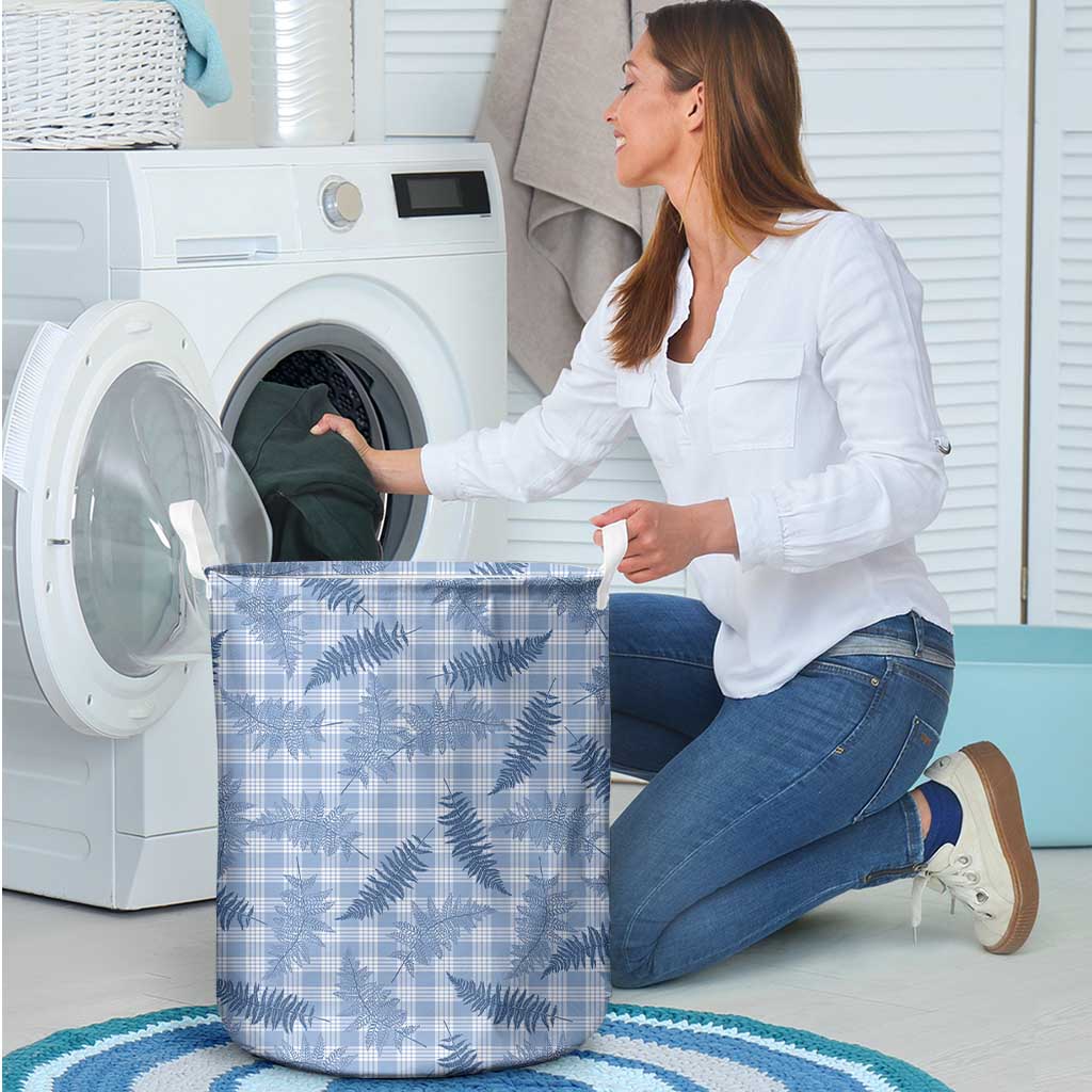 Blue Palaka Hawaii Palapalai Laundry Basket Hawaiian Fern - Polynesian Pride