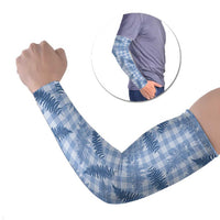 Blue Palaka Hawaii Palapalai Arm Sleeves Hawaiian Fern - Polynesian Pride