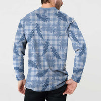 Blue Palaka Hawaii Palapalai Button Sweatshirt Hawaiian Fern - Polynesian Pride