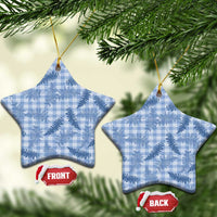 Blue Palaka Hawaii Palapalai Ceramic Ornament Hawaiian Fern - Polynesian Pride