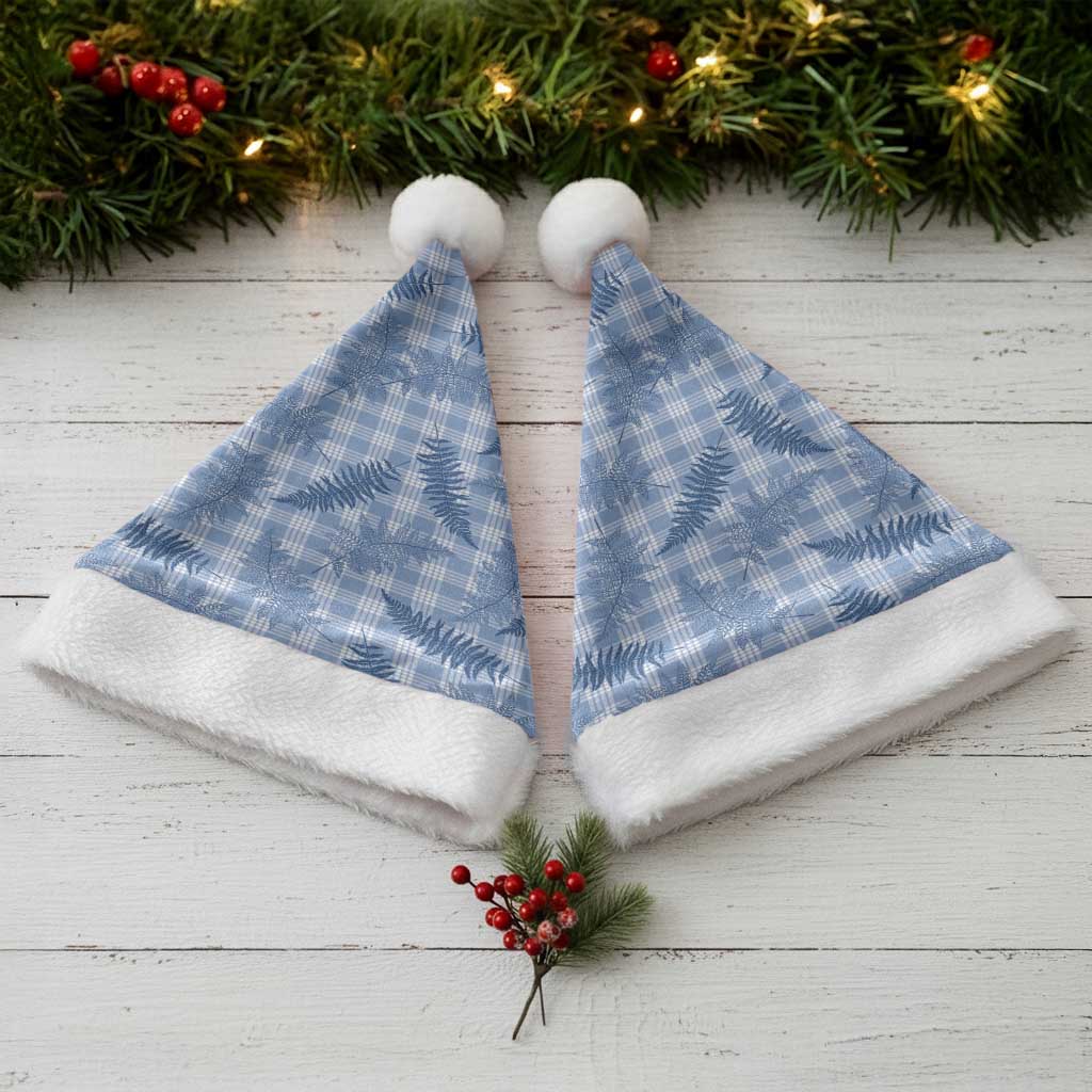 Blue Palaka Hawaii Palapalai Christmas Santa Hat Hawaiian Fern - Polynesian Pride