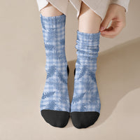Blue Palaka Hawaii Palapalai Crew Socks Hawaiian Fern
