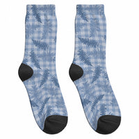 Blue Palaka Hawaii Palapalai Crew Socks Hawaiian Fern