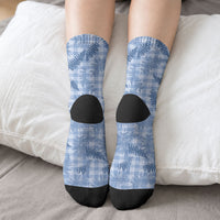 Blue Palaka Hawaii Palapalai Crew Socks Hawaiian Fern