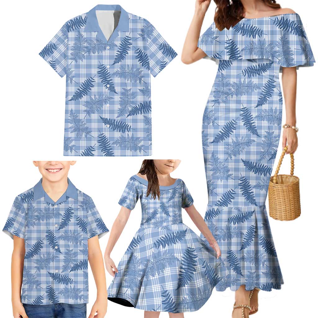 Blue Palaka Hawaii Palapalai Family Matching Mermaid Dress and Hawaiian Shirt Hawaiian Fern LT14 - Polynesian Pride