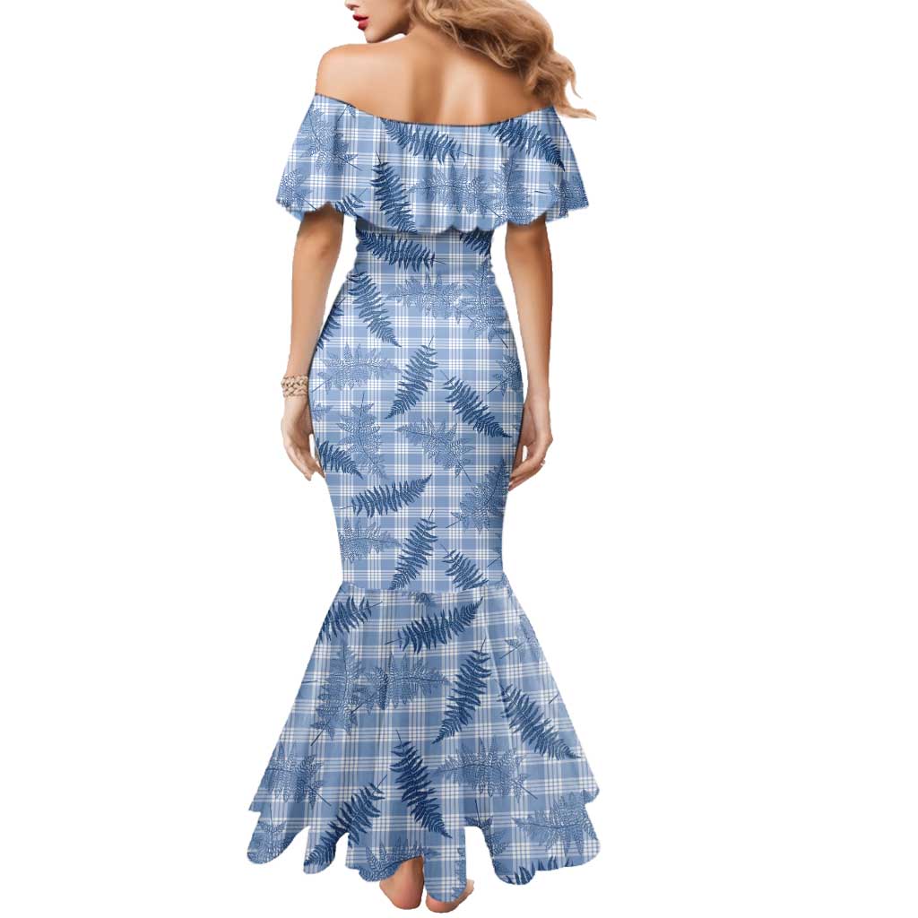 Blue Palaka Hawaii Palapalai Family Matching Mermaid Dress and Hawaiian Shirt Hawaiian Fern LT14 - Polynesian Pride