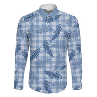 Blue Palaka Hawaii Palapalai Family Matching Off Shoulder Short Dress and Hawaiian Shirt Hawaiian Fern LT14 Dad's Shirt - Long Sleeve Blue - Polynesian Pride