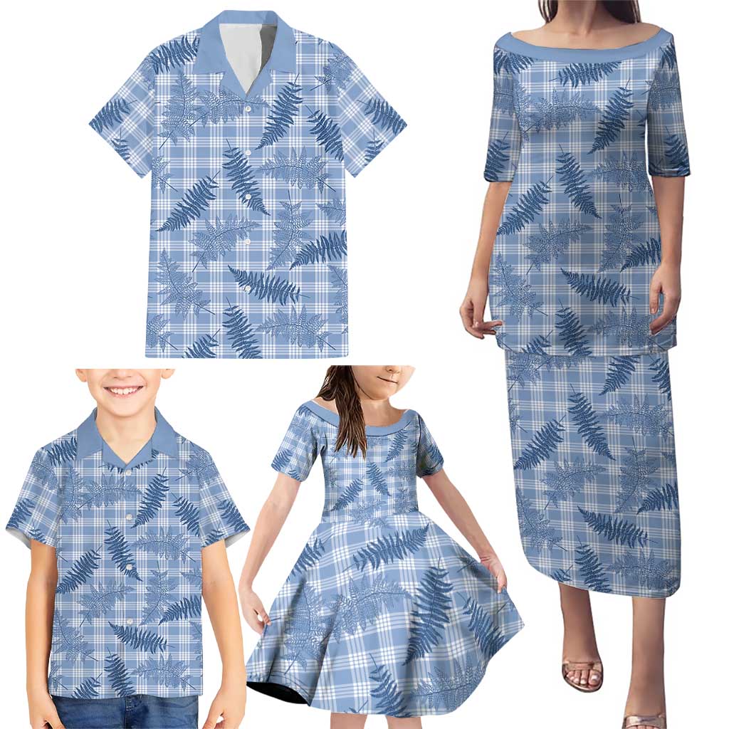 Blue Palaka Hawaii Palapalai Family Matching Puletasi and Hawaiian Shirt Hawaiian Fern - Polynesian Pride