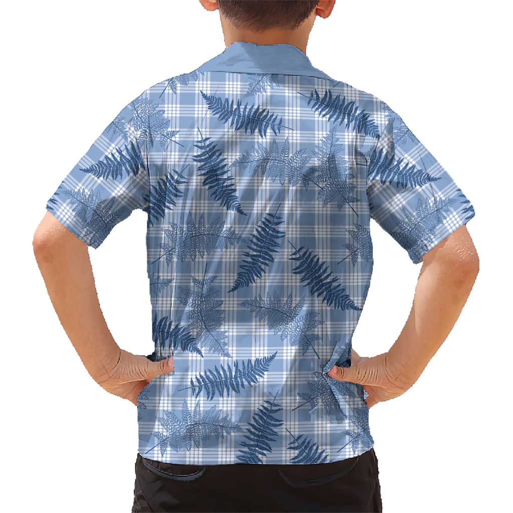Blue Palaka Hawaii Palapalai Family Matching Short Sleeve Bodycon Dress and Hawaiian Shirt Hawaiian Fern LT14 - Polynesian Pride