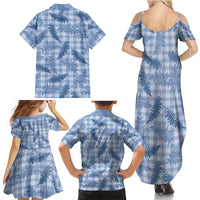 Blue Palaka Hawaii Palapalai Family Matching Summer Maxi Dress and Hawaiian Shirt Hawaiian Fern LT14 - Polynesian Pride