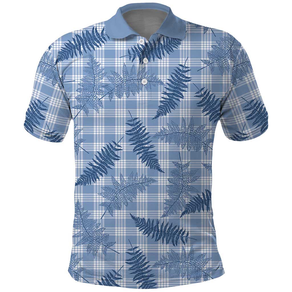 Blue Palaka Hawaii Palapalai Polo Shirt Hawaiian Fern LT14 Blue - Polynesian Pride