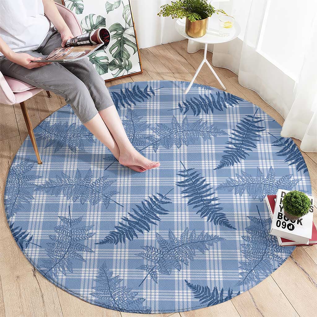Blue Palaka Hawaii Palapalai Round Carpet Hawaiian Fern - Polynesian Pride