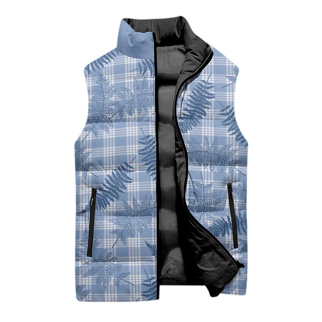 Blue Palaka Hawaii Palapalai Sleeveless Puffer Jacket Hawaiian Fern - Polynesian Pride