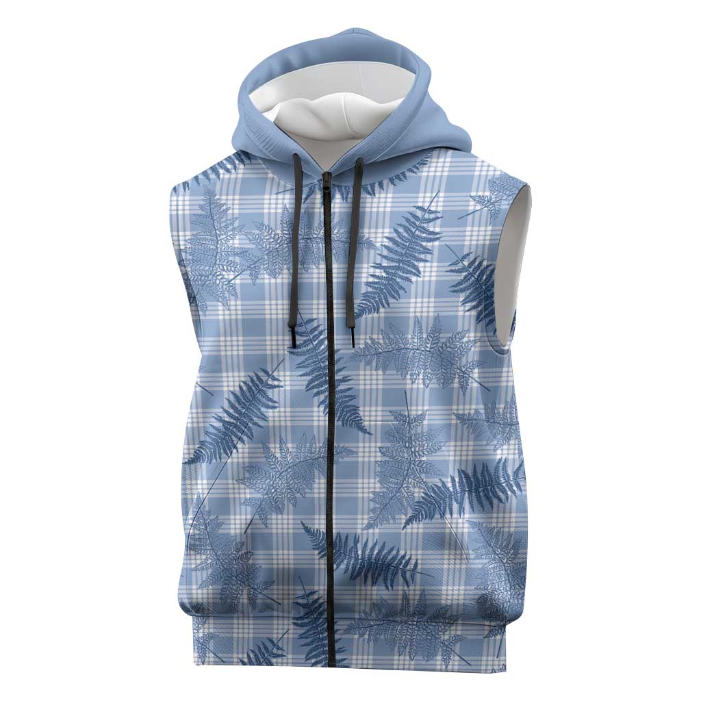 Blue Palaka Hawaii Palapalai Sleeveless Zip Hoodie Hawaiian Fern - Polynesian Pride