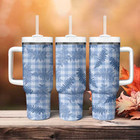 Blue Palaka Hawaii Palapalai Tumbler With Handle Hawaiian Fern - Polynesian Pride