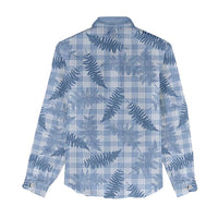 Blue Palaka Hawaii Palapalai Women Casual Shirt Hawaiian Fern - Polynesian Pride