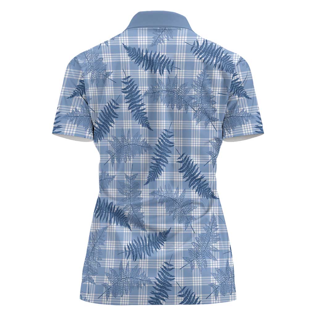 Blue Palaka Hawaii Palapalai Women Polo Shirt Hawaiian Fern LT14 - Polynesian Pride