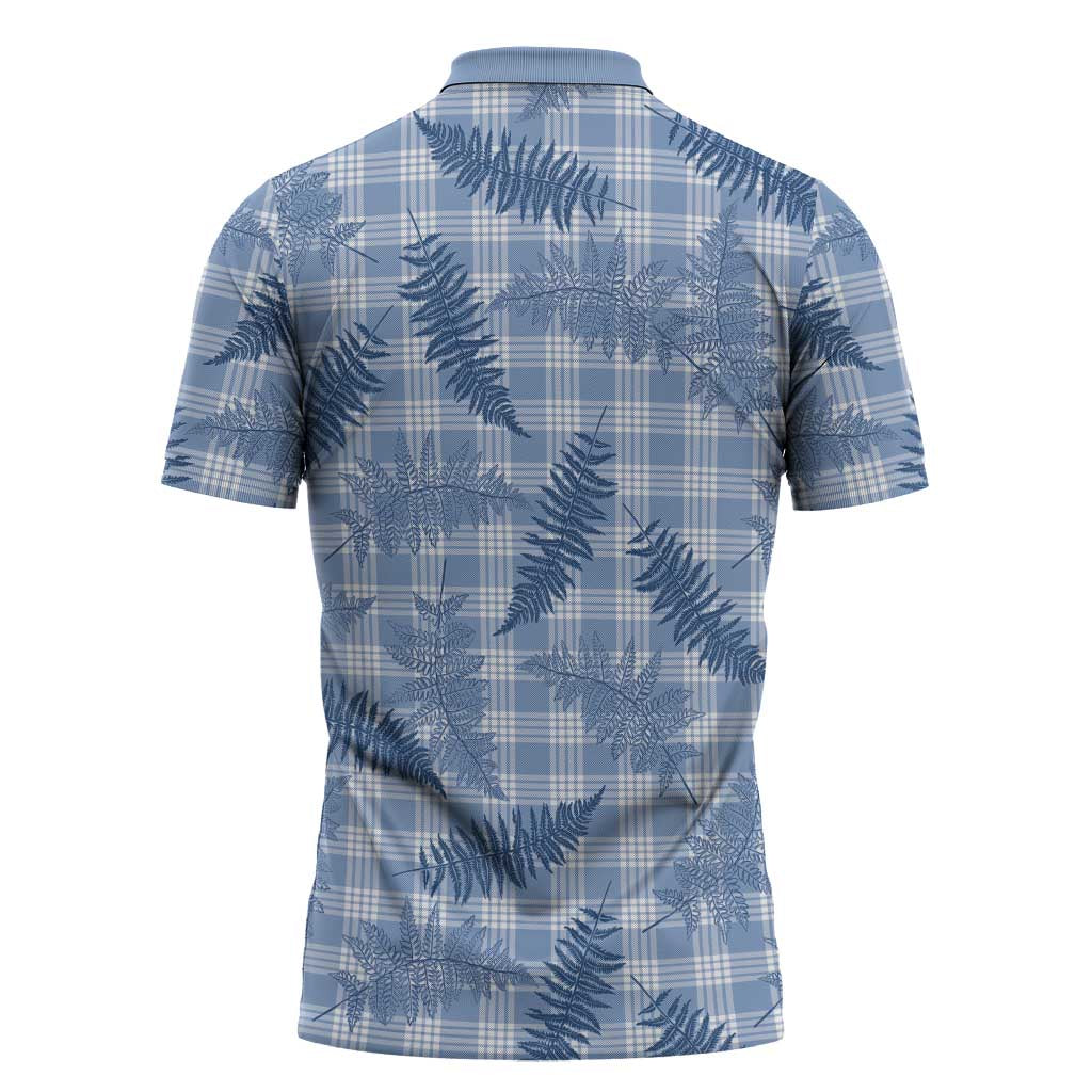 Blue Palaka Hawaii Palapalai Zipper Polo Shirt Hawaiian Fern LT14 - Polynesian Pride