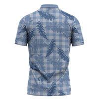 Blue Palaka Hawaii Palapalai Zipper Polo Shirt Hawaiian Fern LT14 - Polynesian Pride