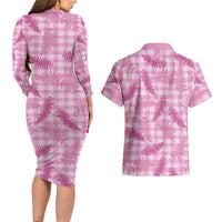 Purple Palaka Hawaii Palapalai Couples Matching Long Sleeve Bodycon Dress and Hawaiian Shirt Hawaiian Fern LT14 - Polynesian Pride