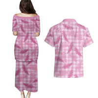 Purple Palaka Hawaii Palapalai Couples Matching Puletasi and Hawaiian Shirt Hawaiian Fern - Polynesian Pride