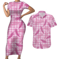 Purple Palaka Hawaii Palapalai Couples Matching Short Sleeve Bodycon Dress and Hawaiian Shirt Hawaiian Fern LT14 Purple - Polynesian Pride