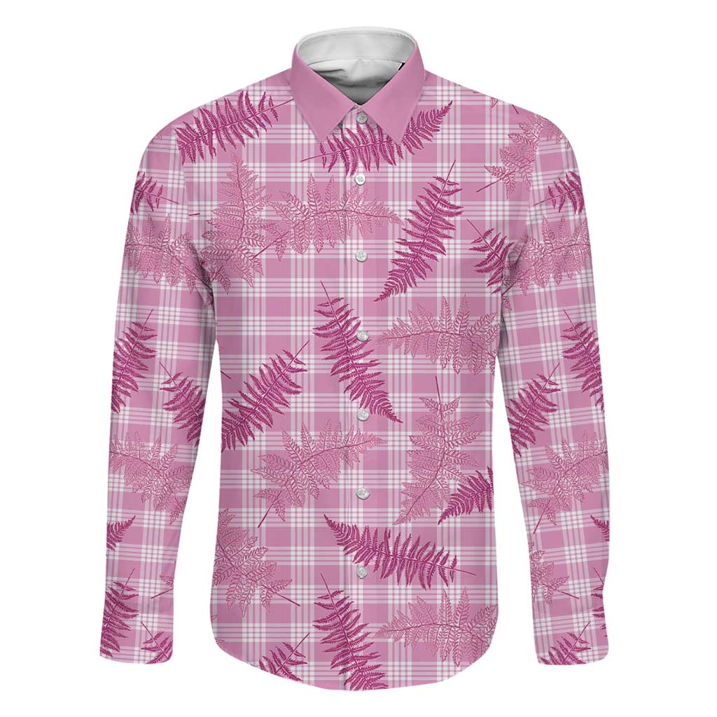 Purple Palaka Hawaii Palapalai Family Matching Tank Maxi Dress and Hawaiian Shirt Hawaiian Fern LT14 Dad's Shirt - Long Sleeve Purple - Polynesian Pride