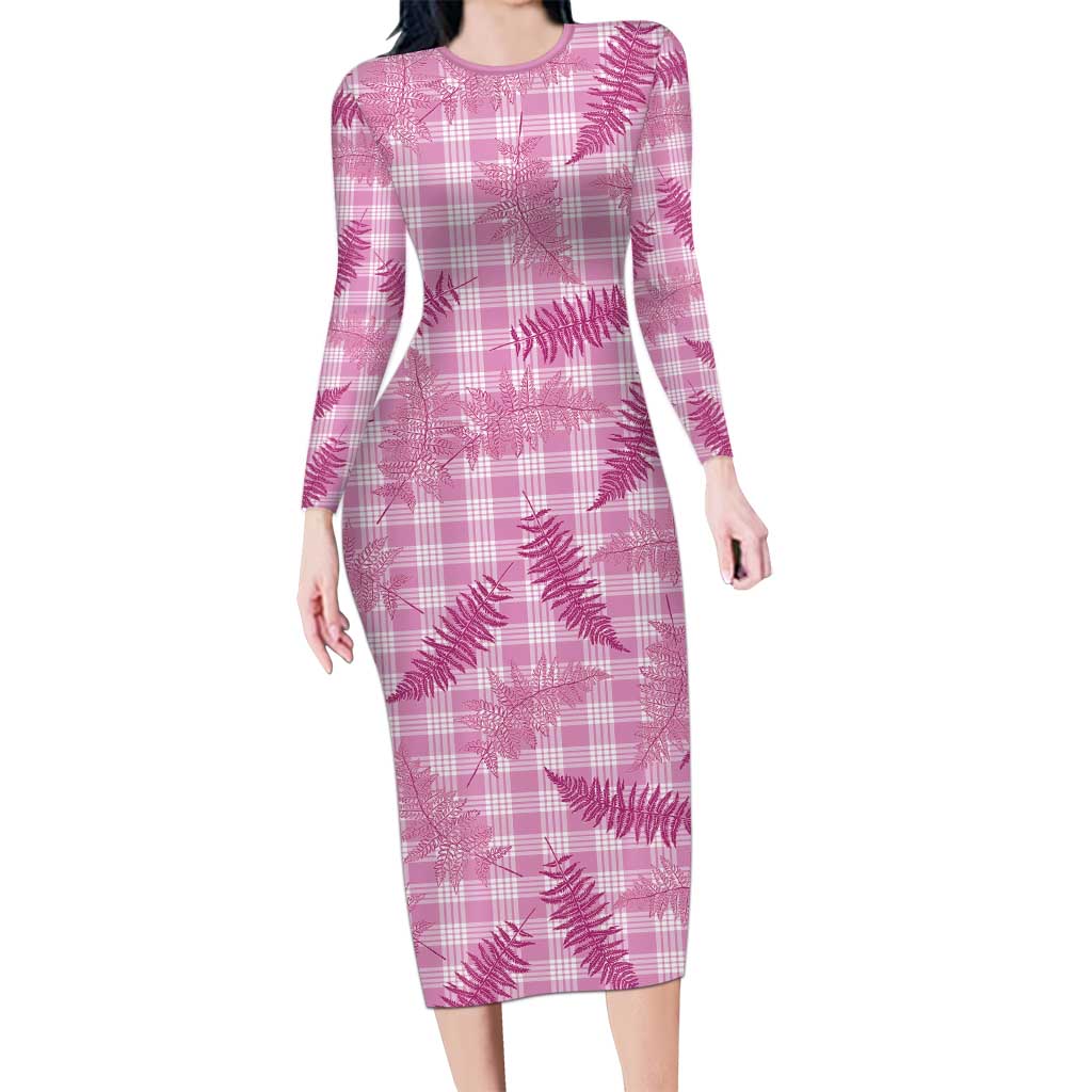 Purple Palaka Hawaii Palapalai Long Sleeve Bodycon Dress Hawaiian Fern - Polynesian Pride