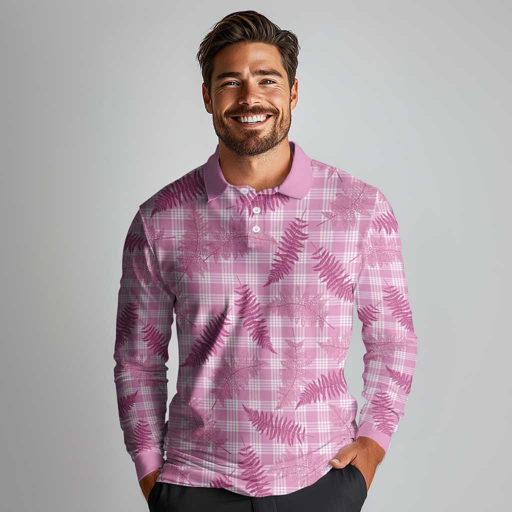 Purple Palaka Hawaii Palapalai Long Sleeve Polo Shirt Hawaiian Fern - Polynesian Pride