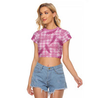 Purple Palaka Hawaii Palapalai Raglan Cropped T Shirt Hawaiian Fern - Polynesian Pride