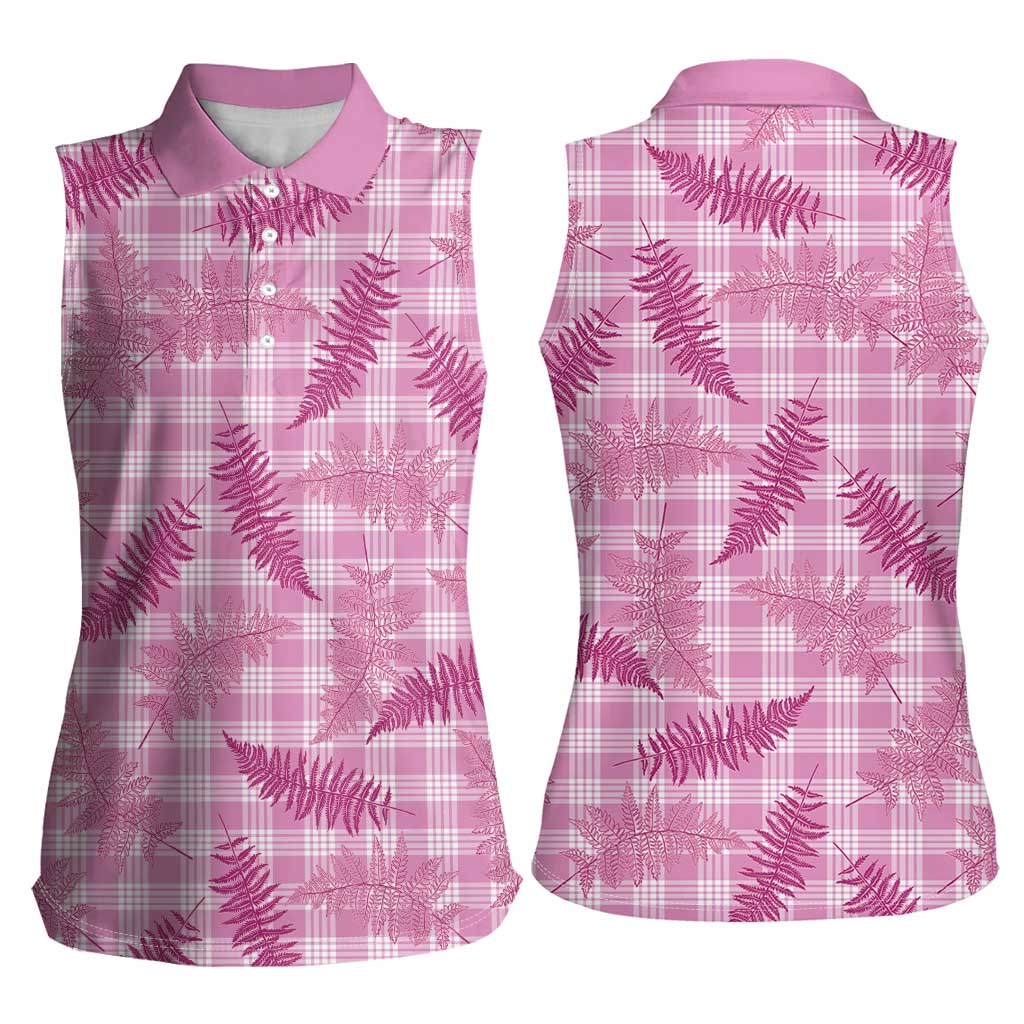Purple Palaka Hawaii Palapalai Women Sleeveless Polo Shirt Hawaiian Fern LT14 - Polynesian Pride