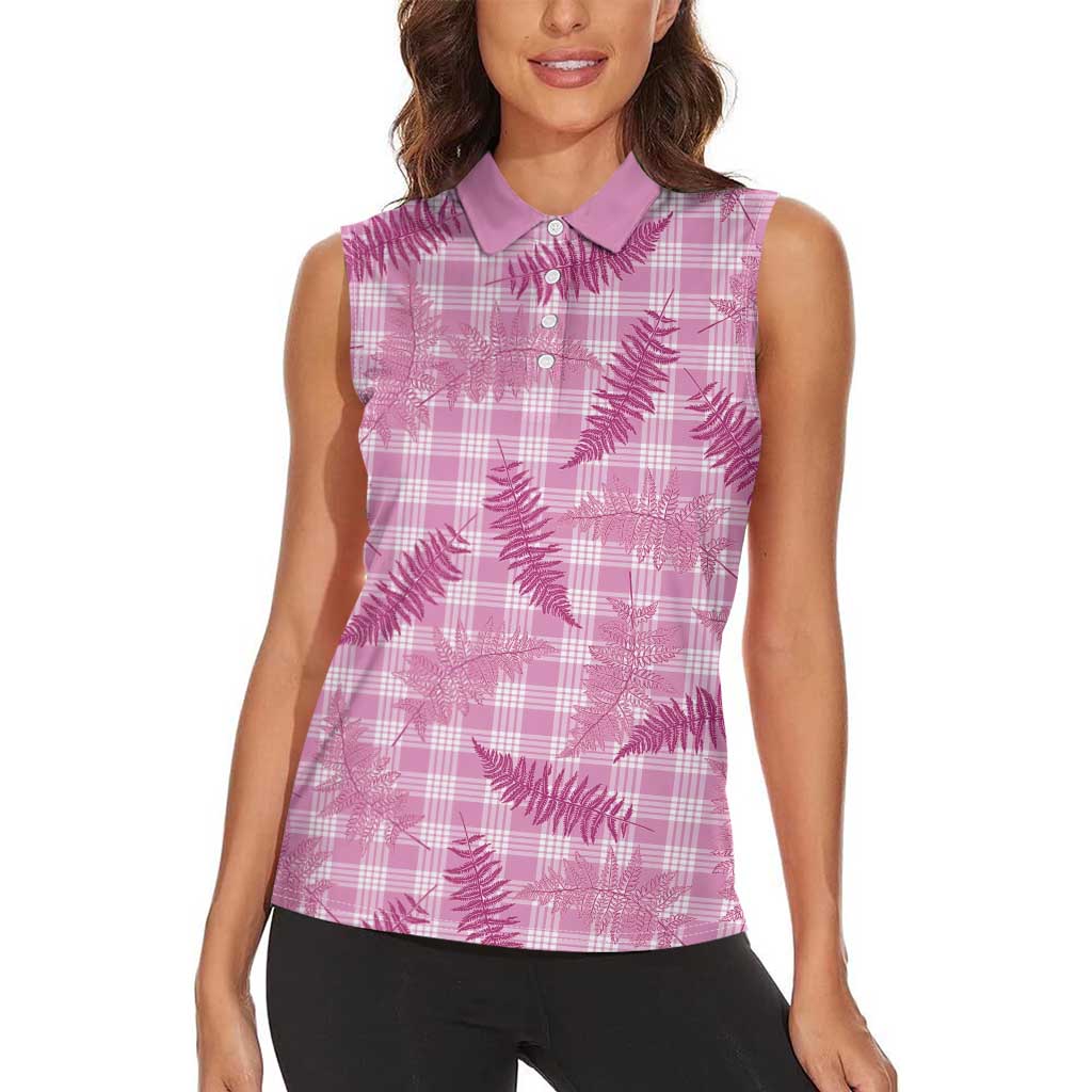 Purple Palaka Hawaii Palapalai Women Sleeveless Polo Shirt Hawaiian Fern LT14 - Polynesian Pride
