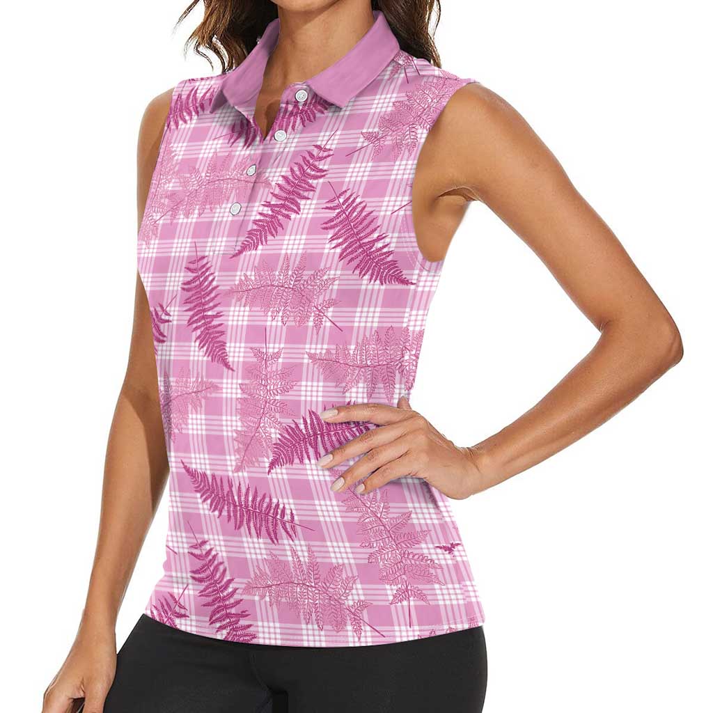 Purple Palaka Hawaii Palapalai Women Sleeveless Polo Shirt Hawaiian Fern LT14 - Polynesian Pride