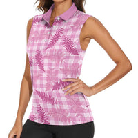 Purple Palaka Hawaii Palapalai Women Sleeveless Polo Shirt Hawaiian Fern LT14 - Polynesian Pride