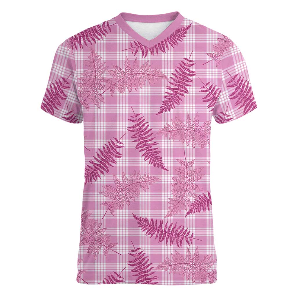 Purple Palaka Hawaii Palapalai Women V-Neck T-Shirt Hawaiian Fern - Polynesian Pride